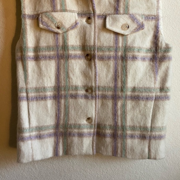 FRNCH Paris Sophie Wool Blend Brushed Plaid Preppy Academia Gorpcore Vest Size L - Picture 9 of 14